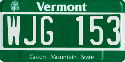 VT license plate WJG153