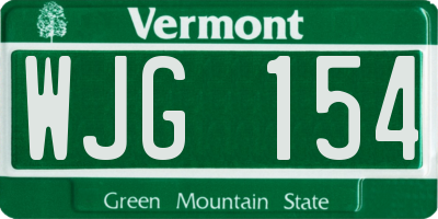 VT license plate WJG154