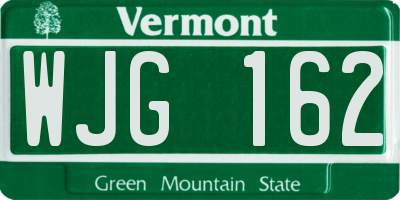 VT license plate WJG162