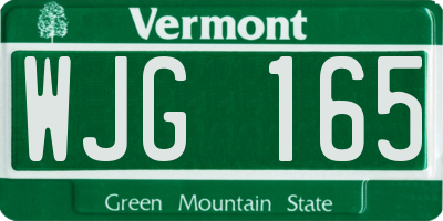 VT license plate WJG165