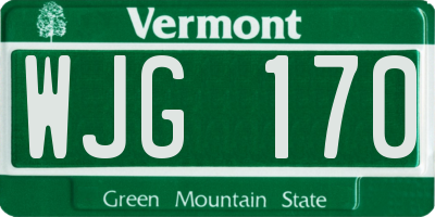 VT license plate WJG170