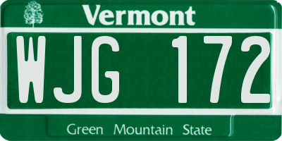 VT license plate WJG172