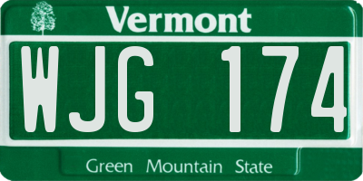 VT license plate WJG174