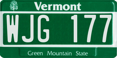 VT license plate WJG177