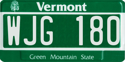 VT license plate WJG180
