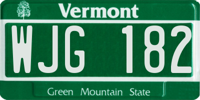 VT license plate WJG182