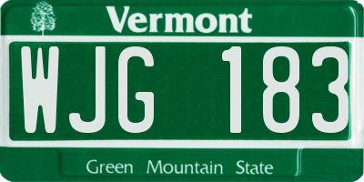 VT license plate WJG183