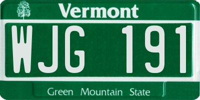 VT license plate WJG191
