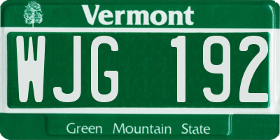 VT license plate WJG192