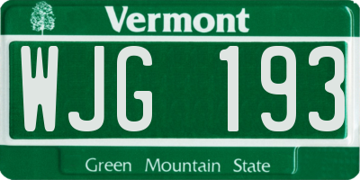VT license plate WJG193