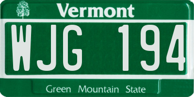 VT license plate WJG194