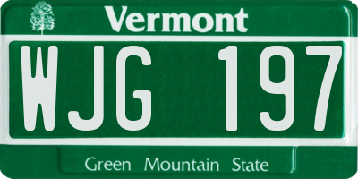 VT license plate WJG197