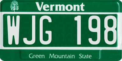 VT license plate WJG198