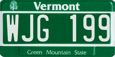 VT license plate WJG199