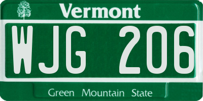 VT license plate WJG206