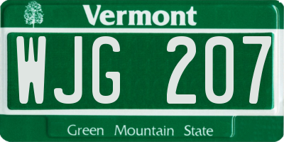VT license plate WJG207