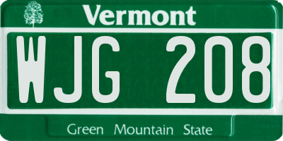 VT license plate WJG208