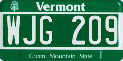 VT license plate WJG209