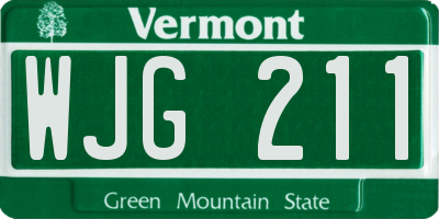 VT license plate WJG211