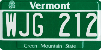 VT license plate WJG212