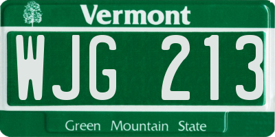 VT license plate WJG213