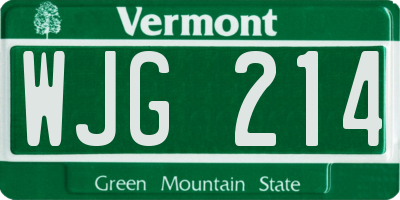 VT license plate WJG214
