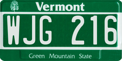 VT license plate WJG216