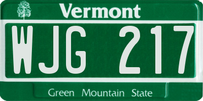 VT license plate WJG217