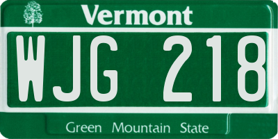 VT license plate WJG218