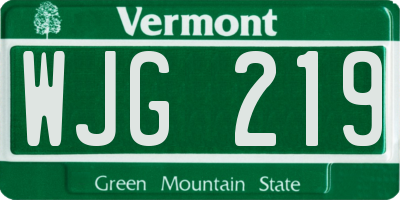 VT license plate WJG219