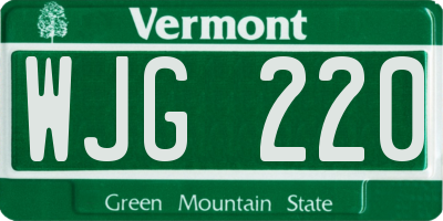VT license plate WJG220