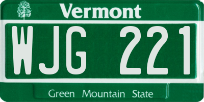 VT license plate WJG221