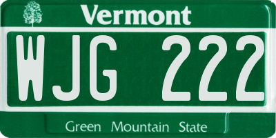 VT license plate WJG222