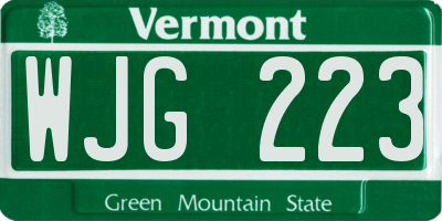 VT license plate WJG223