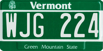 VT license plate WJG224