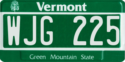 VT license plate WJG225