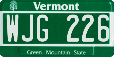 VT license plate WJG226
