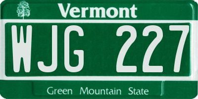 VT license plate WJG227