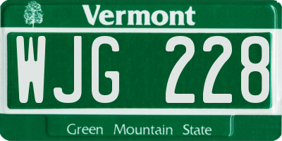 VT license plate WJG228
