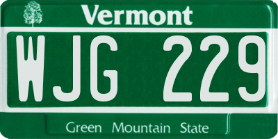 VT license plate WJG229