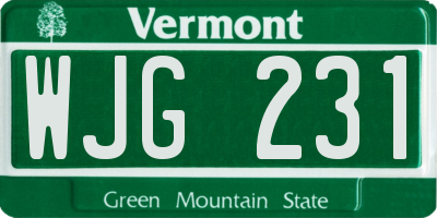 VT license plate WJG231