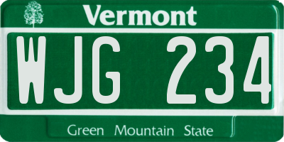 VT license plate WJG234