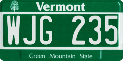 VT license plate WJG235