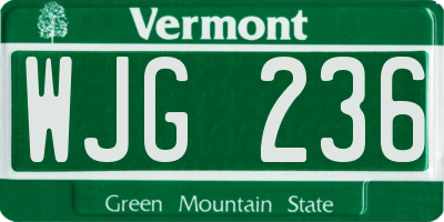 VT license plate WJG236
