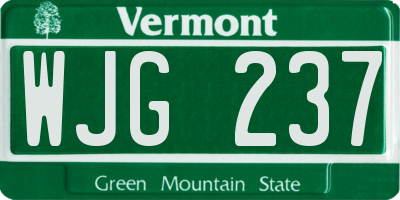 VT license plate WJG237
