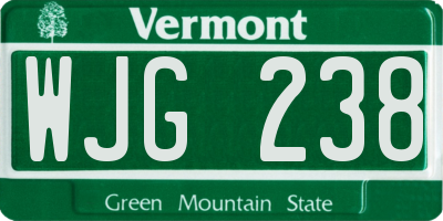 VT license plate WJG238