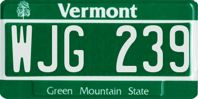 VT license plate WJG239
