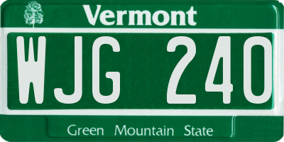 VT license plate WJG240