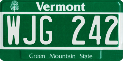VT license plate WJG242