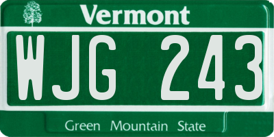 VT license plate WJG243
